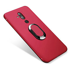 Ultra-thin Silicone Gel Soft Case Cover with Magnetic Finger Ring Stand for Huawei Maimang 7 Red