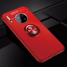 Ultra-thin Silicone Gel Soft Case Cover with Magnetic Finger Ring Stand for Huawei Mate 30 Pro 5G Red