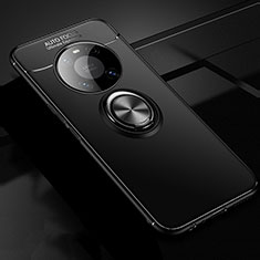 Ultra-thin Silicone Gel Soft Case Cover with Magnetic Finger Ring Stand for Huawei Mate 40 Black