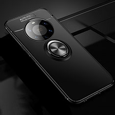 Ultra-thin Silicone Gel Soft Case Cover with Magnetic Finger Ring Stand for Huawei Mate 40 Pro+ Plus Black