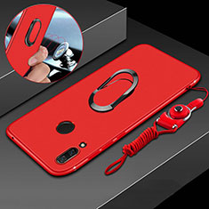 Ultra-thin Silicone Gel Soft Case Cover with Magnetic Finger Ring Stand for Huawei Nova 3i Red