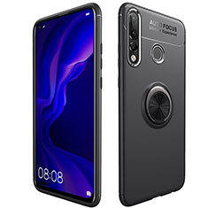 Ultra-thin Silicone Gel Soft Case Cover with Magnetic Finger Ring Stand for Huawei Nova 4e Black