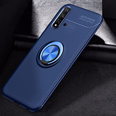 Ultra-thin Silicone Gel Soft Case Cover with Magnetic Finger Ring Stand for Huawei Nova 5 Pro Blue