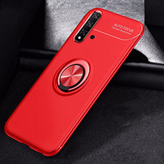 Ultra-thin Silicone Gel Soft Case Cover with Magnetic Finger Ring Stand for Huawei Nova 5 Red