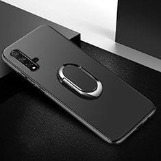 Ultra-thin Silicone Gel Soft Case Cover with Magnetic Finger Ring Stand for Huawei Nova 5T Black