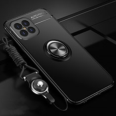 Ultra-thin Silicone Gel Soft Case Cover with Magnetic Finger Ring Stand for Huawei Nova 8 SE 5G Black