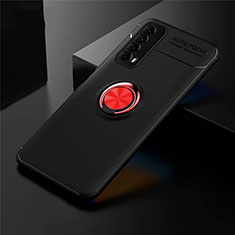 Ultra-thin Silicone Gel Soft Case Cover with Magnetic Finger Ring Stand for Huawei P Smart (2021) Red and Black