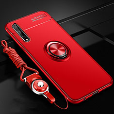 Ultra-thin Silicone Gel Soft Case Cover with Magnetic Finger Ring Stand for Huawei P smart S Red