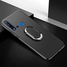 Ultra-thin Silicone Gel Soft Case Cover with Magnetic Finger Ring Stand for Huawei P20 Lite (2019) Black