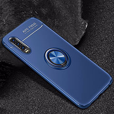 Ultra-thin Silicone Gel Soft Case Cover with Magnetic Finger Ring Stand for Huawei P30 Blue