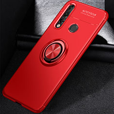 Ultra-thin Silicone Gel Soft Case Cover with Magnetic Finger Ring Stand for Huawei P30 Lite New Edition Red