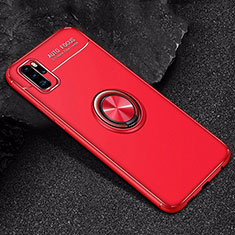 Ultra-thin Silicone Gel Soft Case Cover with Magnetic Finger Ring Stand for Huawei P30 Pro Red