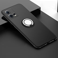 Ultra-thin Silicone Gel Soft Case Cover with Magnetic Finger Ring Stand for Motorola Moto Edge 30 Fusion 5G Black