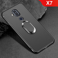 Ultra-thin Silicone Gel Soft Case Cover with Magnetic Finger Ring Stand for Nokia X7 Black