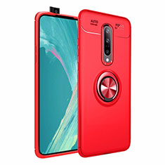 Ultra-thin Silicone Gel Soft Case Cover with Magnetic Finger Ring Stand for OnePlus 7 Pro Red