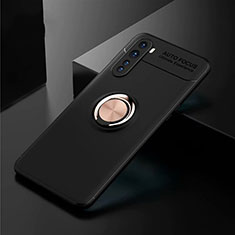 Ultra-thin Silicone Gel Soft Case Cover with Magnetic Finger Ring Stand for OnePlus Nord Gold and Black