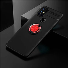 Ultra-thin Silicone Gel Soft Case Cover with Magnetic Finger Ring Stand for OnePlus Nord N10 5G Red and Black