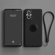 Ultra-thin Silicone Gel Soft Case Cover with Magnetic Finger Ring Stand for OnePlus Nord N20 5G Black