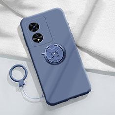 Ultra-thin Silicone Gel Soft Case Cover with Magnetic Finger Ring Stand for Oppo A1x 5G Lavender Gray