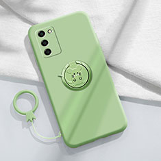 Ultra-thin Silicone Gel Soft Case Cover with Magnetic Finger Ring Stand for Oppo A53s 5G Green