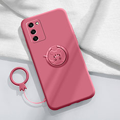 Ultra-thin Silicone Gel Soft Case Cover with Magnetic Finger Ring Stand for Oppo A53s 5G Red