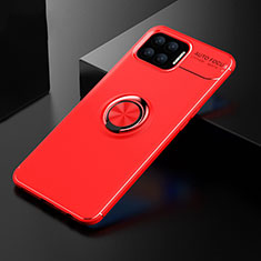 Ultra-thin Silicone Gel Soft Case Cover with Magnetic Finger Ring Stand for Oppo A93 Red