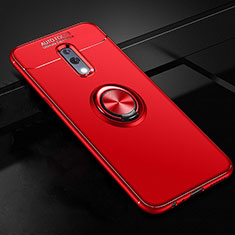 Ultra-thin Silicone Gel Soft Case Cover with Magnetic Finger Ring Stand for Oppo K3 Red