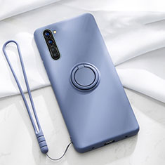 Ultra-thin Silicone Gel Soft Case Cover with Magnetic Finger Ring Stand for Oppo K7 5G Gray