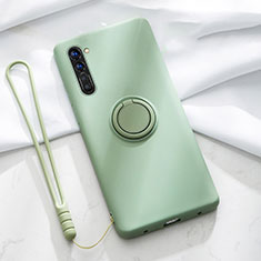 Ultra-thin Silicone Gel Soft Case Cover with Magnetic Finger Ring Stand for Oppo K7 5G Green