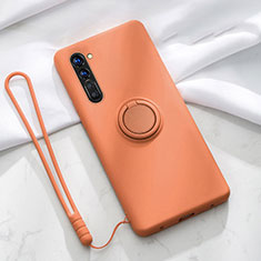 Ultra-thin Silicone Gel Soft Case Cover with Magnetic Finger Ring Stand for Oppo K7 5G Orange