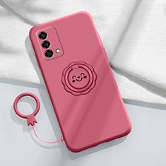 Ultra-thin Silicone Gel Soft Case Cover with Magnetic Finger Ring Stand for Oppo K9 5G Red