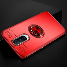 Ultra-thin Silicone Gel Soft Case Cover with Magnetic Finger Ring Stand for Oppo R17 Pro Red