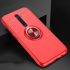 Ultra-thin Silicone Gel Soft Case Cover with Magnetic Finger Ring Stand for Oppo Reno2 Red