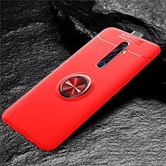 Ultra-thin Silicone Gel Soft Case Cover with Magnetic Finger Ring Stand for Oppo Reno2 Z Red