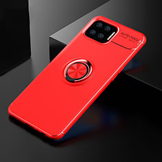 Ultra-thin Silicone Gel Soft Case Cover with Magnetic Finger Ring Stand for Oppo Reno4 F Red