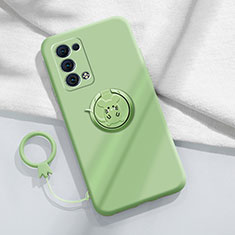 Ultra-thin Silicone Gel Soft Case Cover with Magnetic Finger Ring Stand for Oppo Reno6 Pro+ Plus 5G Matcha Green