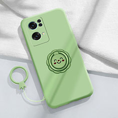Ultra-thin Silicone Gel Soft Case Cover with Magnetic Finger Ring Stand for Oppo Reno7 Pro 5G Matcha Green