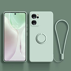 Ultra-thin Silicone Gel Soft Case Cover with Magnetic Finger Ring Stand for Oppo Reno7 SE 5G Matcha Green