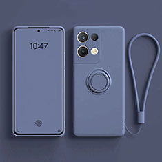 Ultra-thin Silicone Gel Soft Case Cover with Magnetic Finger Ring Stand for Oppo Reno8 5G Lavender Gray