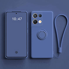 Ultra-thin Silicone Gel Soft Case Cover with Magnetic Finger Ring Stand for Oppo Reno8 Pro+ Plus 5G Blue