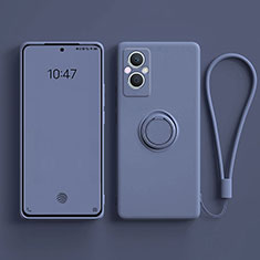 Ultra-thin Silicone Gel Soft Case Cover with Magnetic Finger Ring Stand for Oppo Reno8 Z 5G Lavender Gray