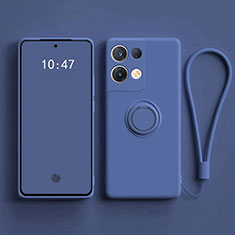 Ultra-thin Silicone Gel Soft Case Cover with Magnetic Finger Ring Stand for Oppo Reno9 Pro 5G Blue