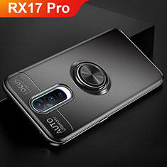 Ultra-thin Silicone Gel Soft Case Cover with Magnetic Finger Ring Stand for Oppo RX17 Pro Black