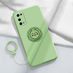 Ultra-thin Silicone Gel Soft Case Cover with Magnetic Finger Ring Stand for Realme Q2 Pro 5G Matcha Green