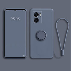 Ultra-thin Silicone Gel Soft Case Cover with Magnetic Finger Ring Stand for Realme Q5i 5G Lavender Gray