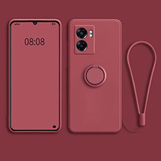 Ultra-thin Silicone Gel Soft Case Cover with Magnetic Finger Ring Stand for Realme V23 5G Red