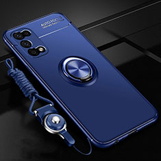 Ultra-thin Silicone Gel Soft Case Cover with Magnetic Finger Ring Stand for Realme V5 5G Blue