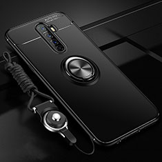Ultra-thin Silicone Gel Soft Case Cover with Magnetic Finger Ring Stand for Realme X2 Pro Black