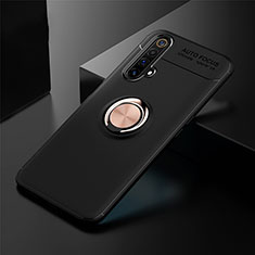Ultra-thin Silicone Gel Soft Case Cover with Magnetic Finger Ring Stand for Realme X3 Gold and Black