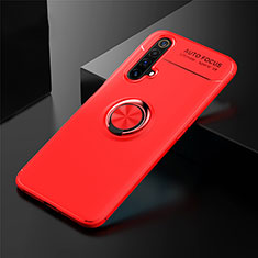 Ultra-thin Silicone Gel Soft Case Cover with Magnetic Finger Ring Stand for Realme X3 Red
